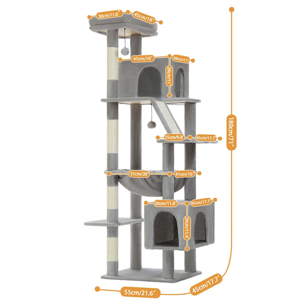 180cm Large Cat Tree Tower with Hammock – Wall Cat hammock Furniture