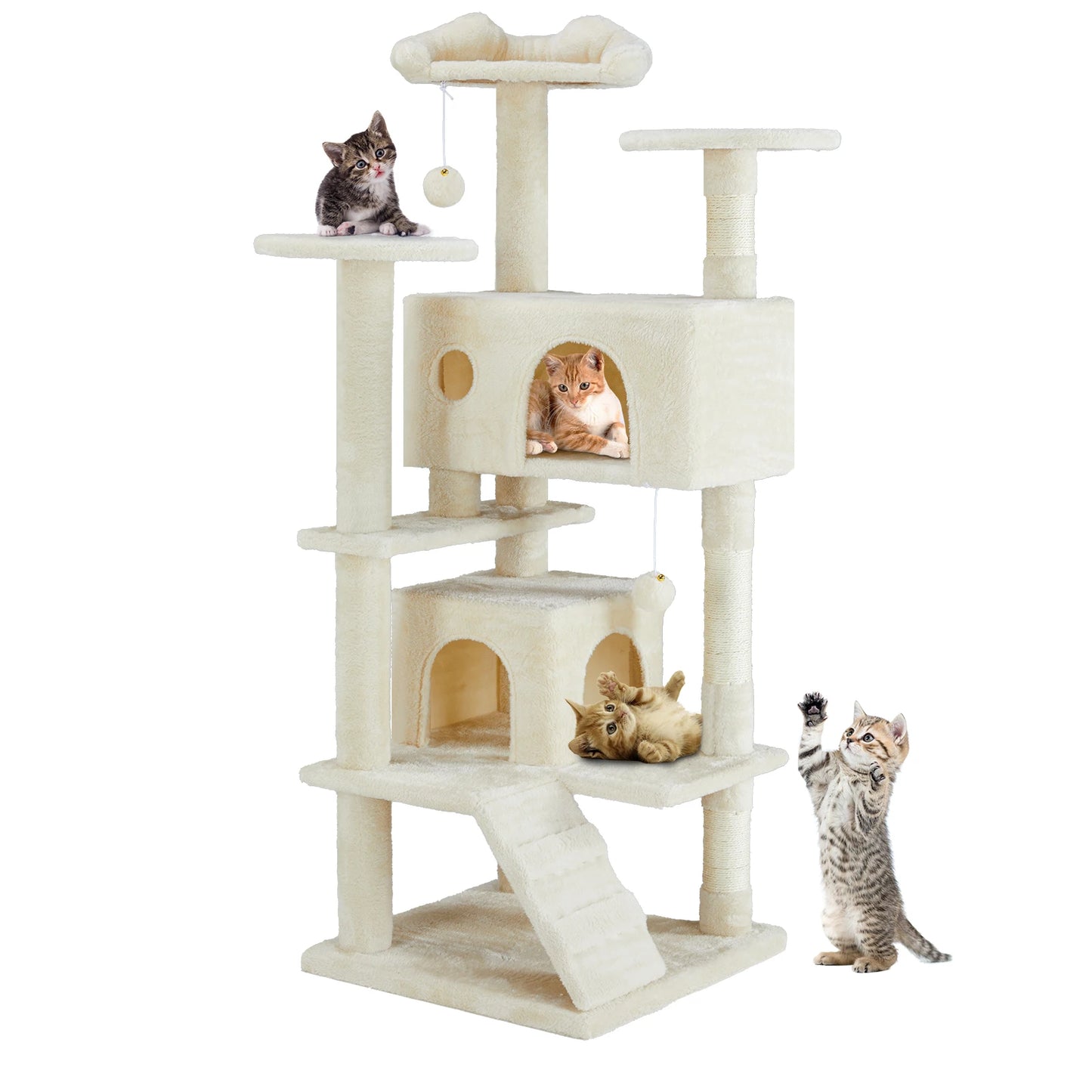 54in Cat Tree with Hammock – Multi-Level Cat Hammock Tower & Scratcher