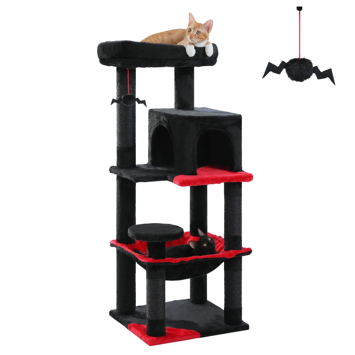 Gothic Cat Tree for Indoor Cats | Tall Cat Tower with Hammock & Scratch Posts