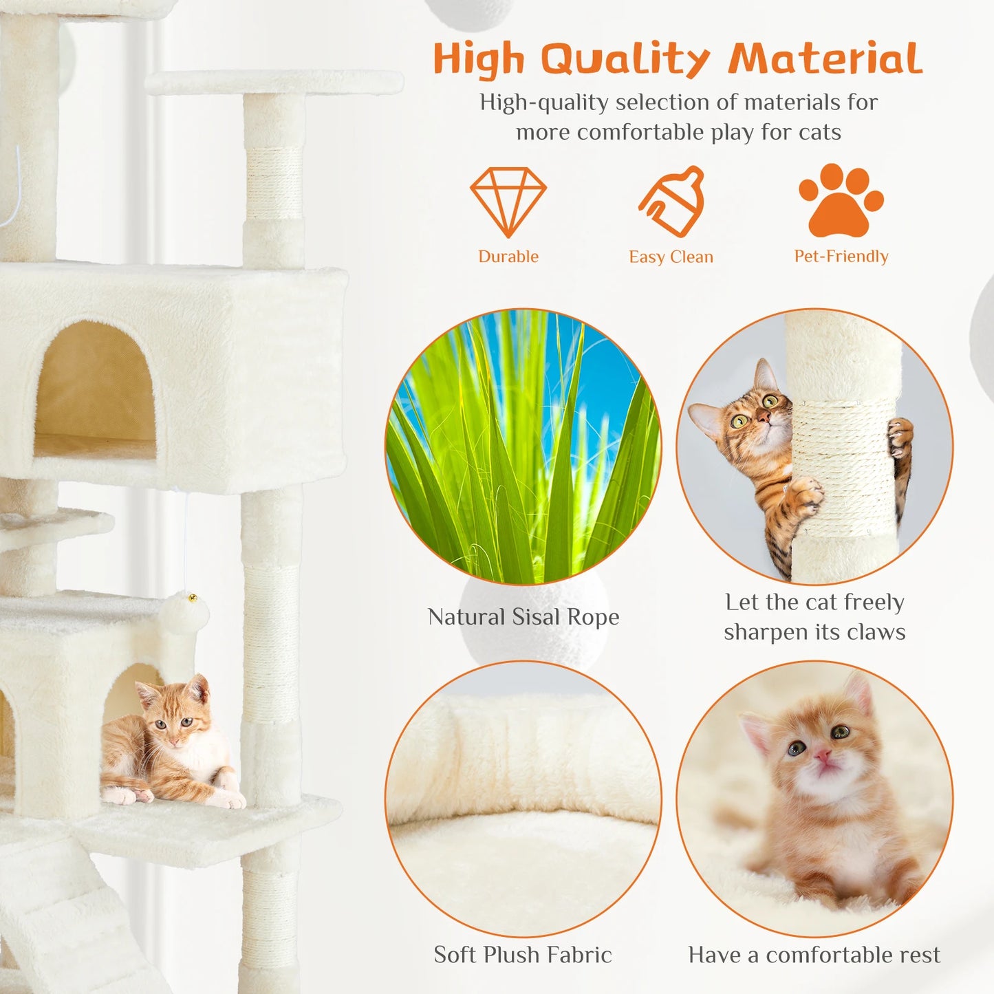 JHK 54in Cat Tree with Hammock – Multi-Level Cat Hammock Tower & Scratcher