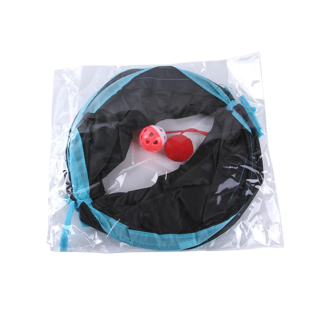 Foldable Cat Tunnel Toy – Indoor Pet Play Tube with Crinkle Paper