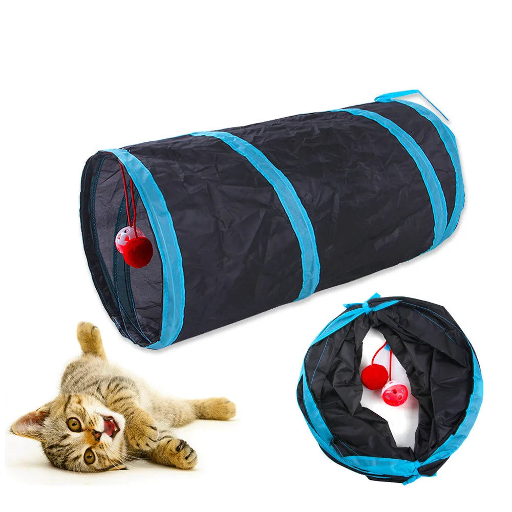 Foldable Cat Tunnel Toy – Indoor Pet Play Tube with Crinkle Paper