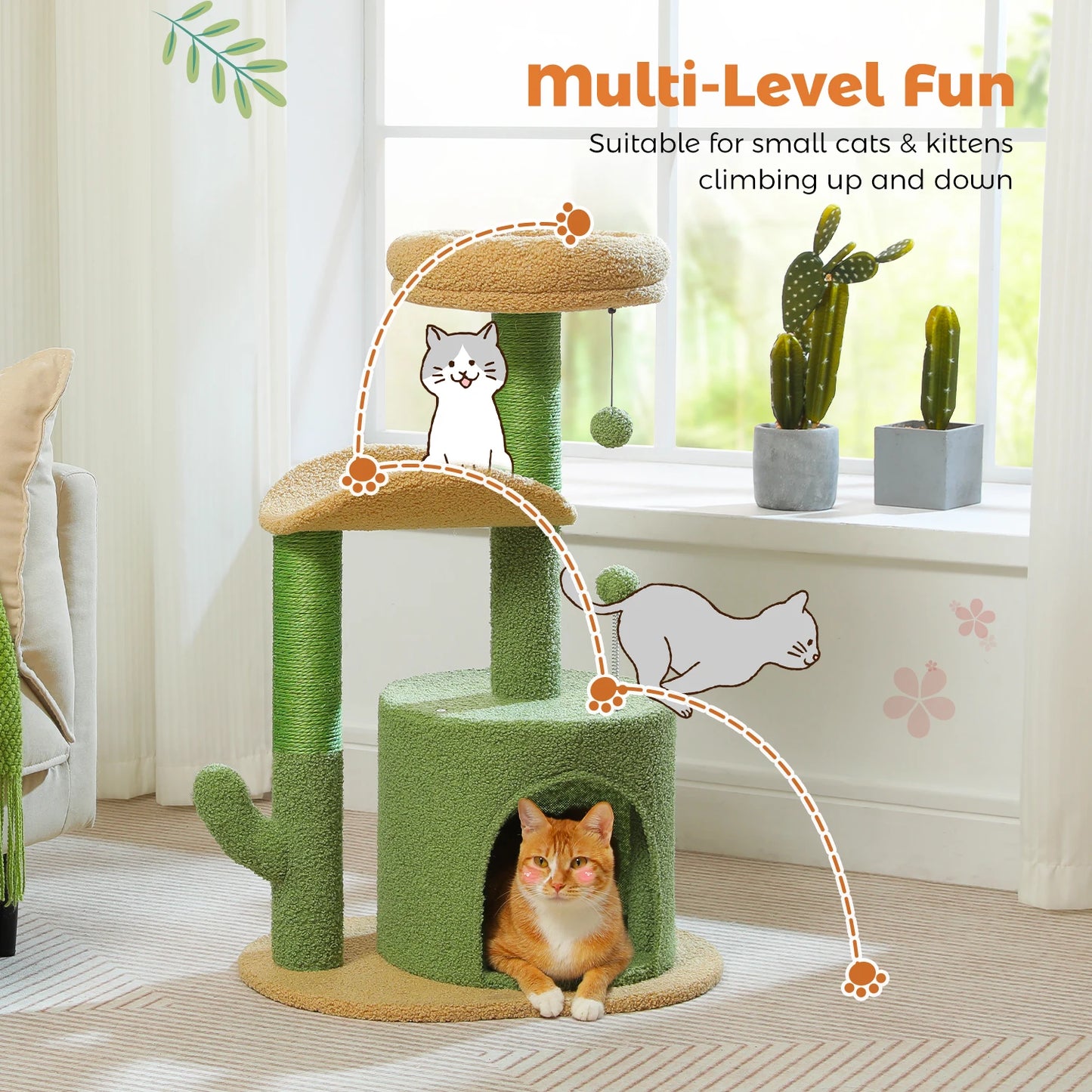 Hammock Cat Tower Tent Bed | Large Cat Tree with Hammock & Tent