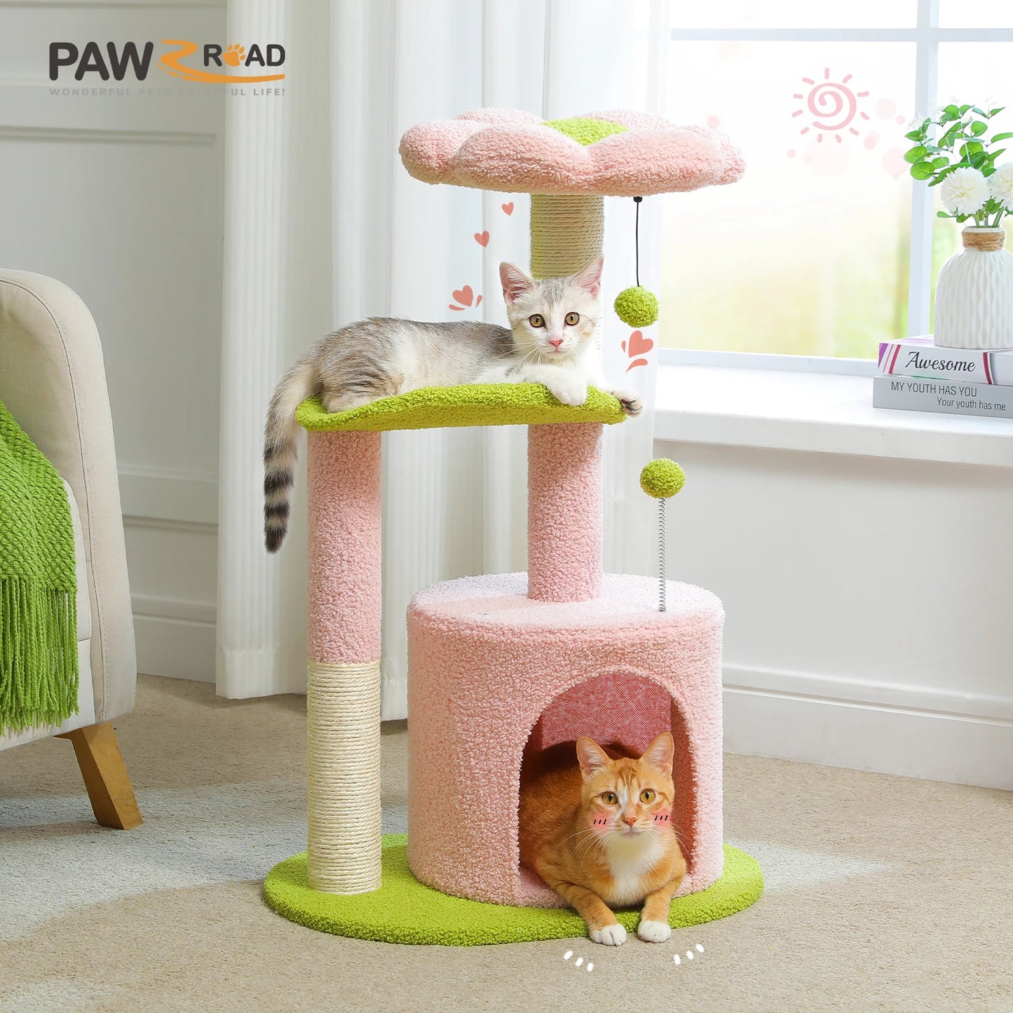 Hammock Cat Tower Tent Bed | Large Cat Tree with Hammock & Tent