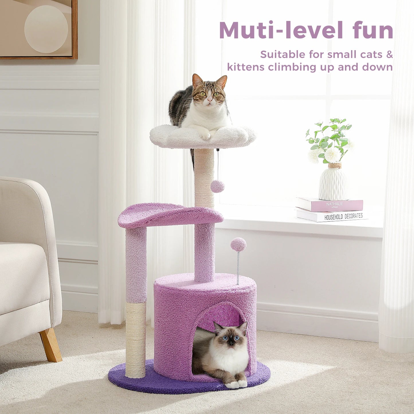Hammock Cat Tower Tent Bed | Large Cat Tree with Hammock & Tent