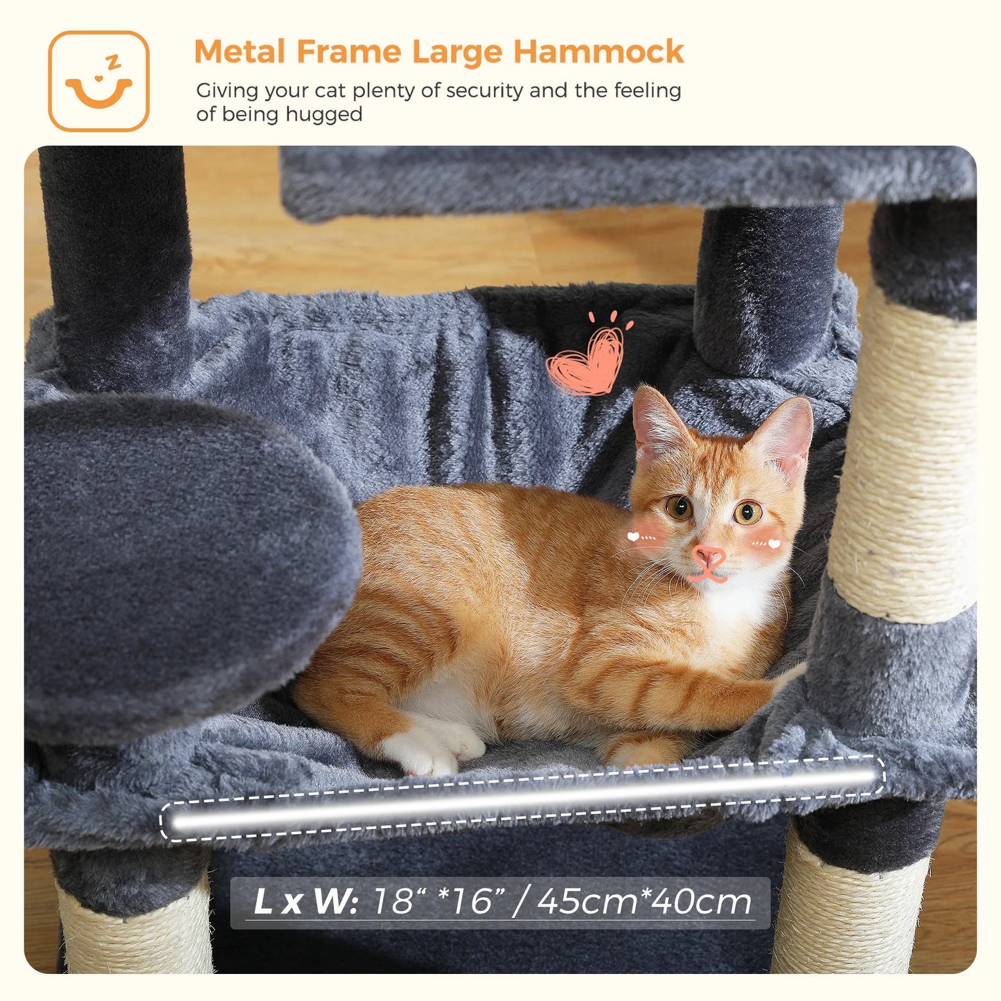 Cat Tree with Cat Scratcher Hammock & Large Sisal Posts