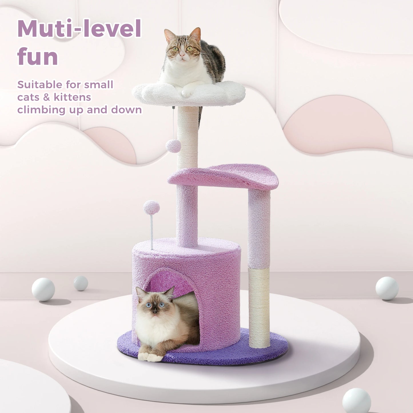 Hammock Cat Tower Tent Bed | Large Cat Tree with Hammock & Tent