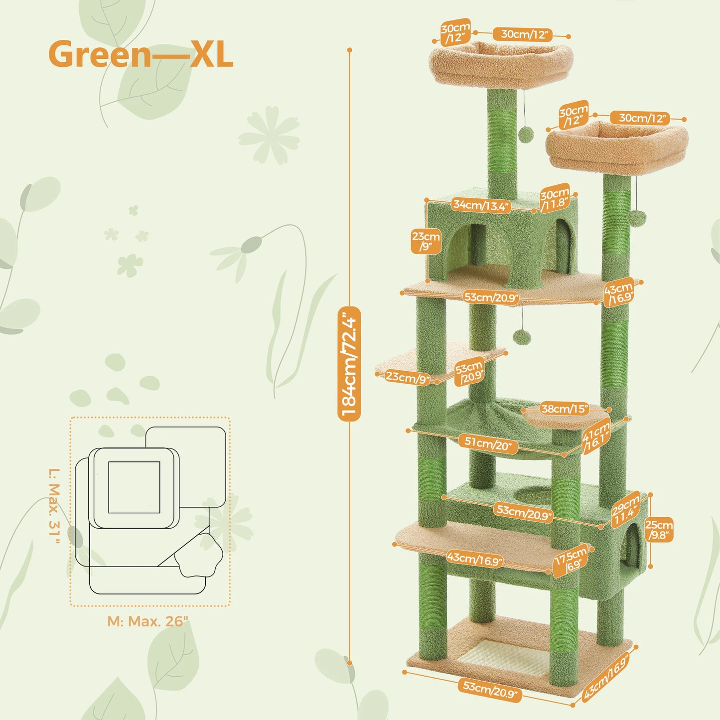 Cat Tree Tower with Hammock, Scratching Posts – Best for Kittens