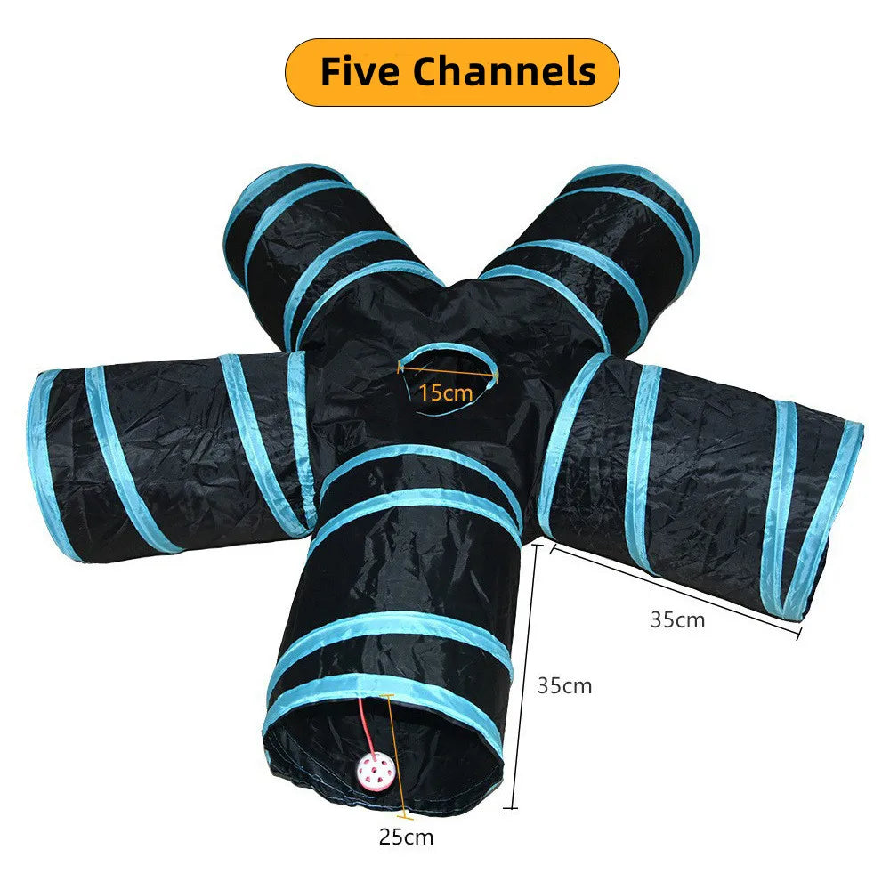Foldable Cat Tunnel Toy – Indoor Pet Play Tube with Crinkle Paper