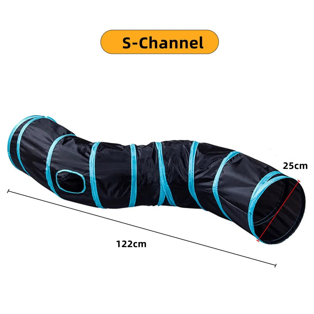 Foldable Cat Tunnel Toy – Indoor Pet Play Tube with Crinkle Paper