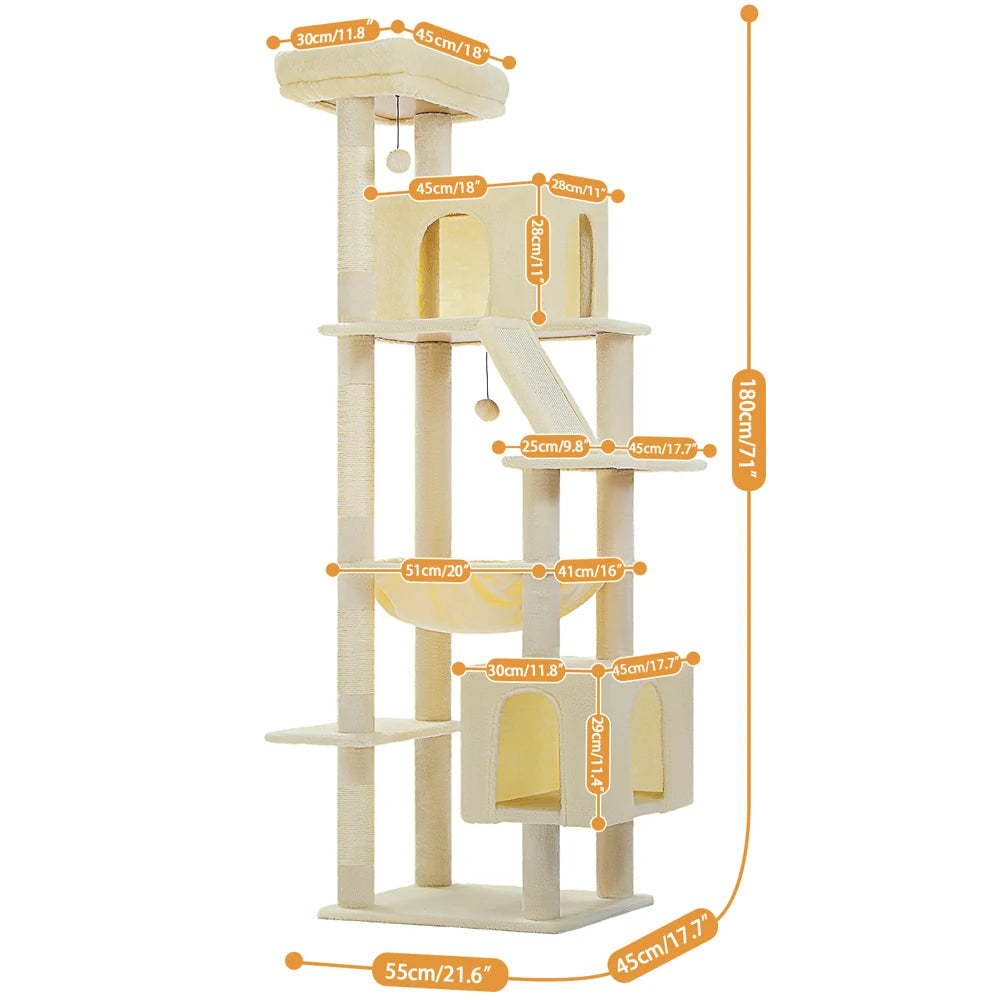 180cm Large Cat Tree Tower with Hammock – Best cat trees for kittens