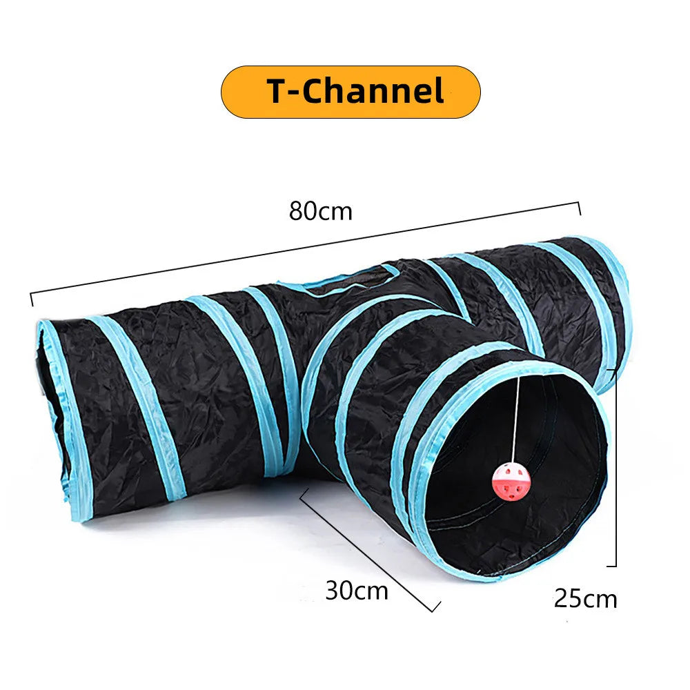 Foldable Cat Tunnel Toy – Indoor Pet Play Tube with Crinkle Paper