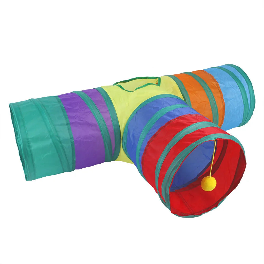 Foldable Cat Tunnel Toy – Indoor Pet Play Tube with Crinkle Paper