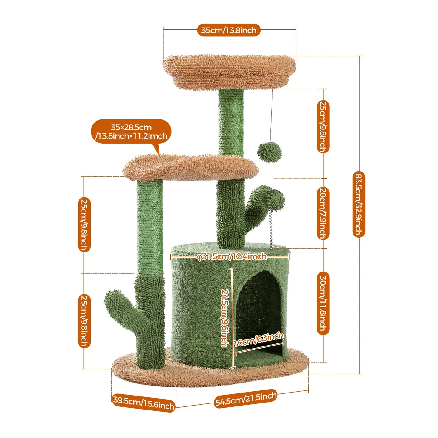 Hammock Cat Tower Tent Bed | Large Cat Tree with Hammock & Tent