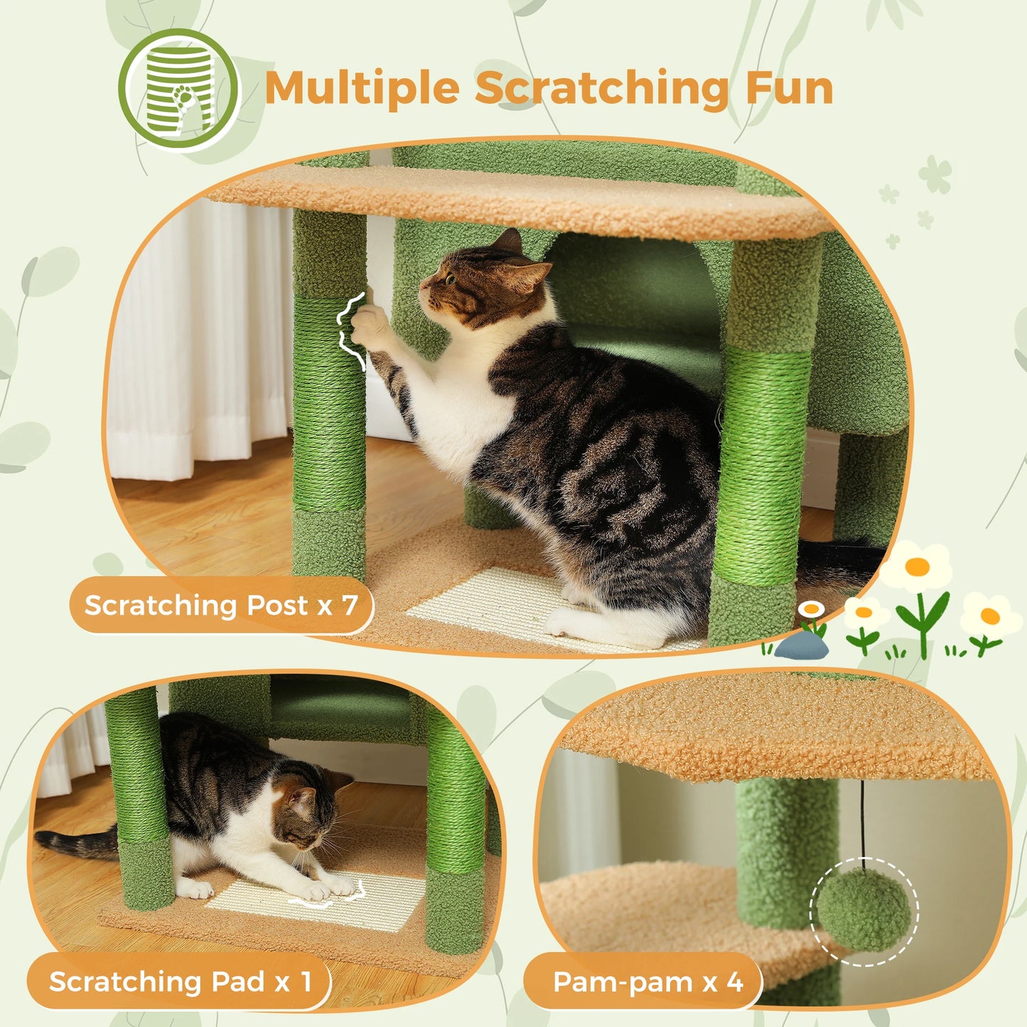 Cat Tree Tower with Hammock, Scratching Posts – Best for Kittens