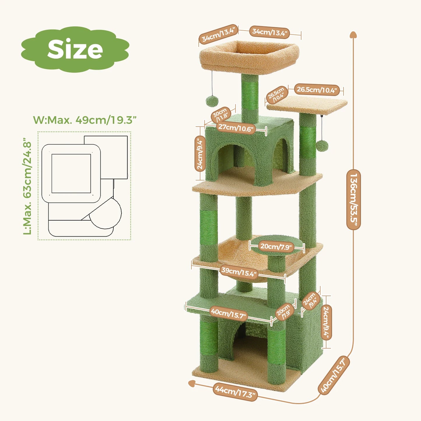 Cat Tree Tower with Hammock, Scratching Posts – Best for Kittens