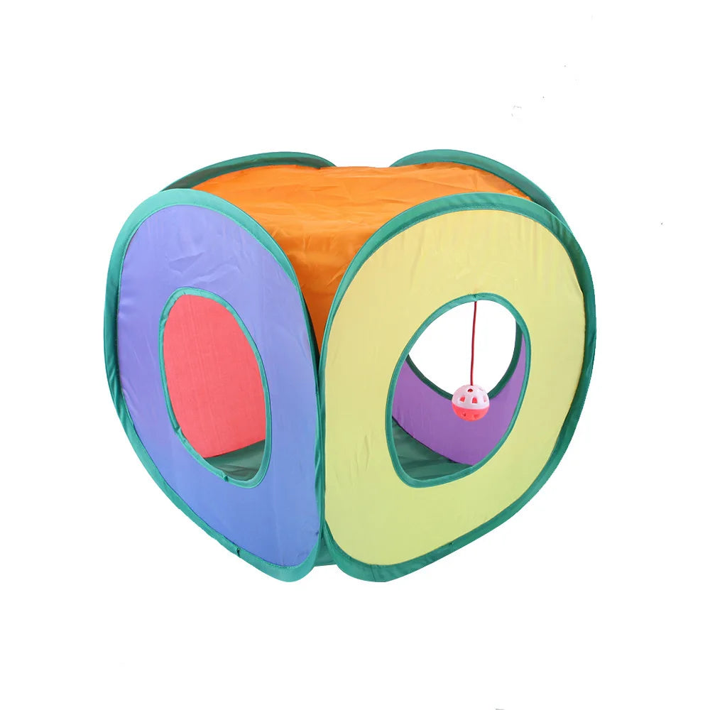 Foldable Cat Tunnel Toy – Indoor Pet Play Tube with Crinkle Paper