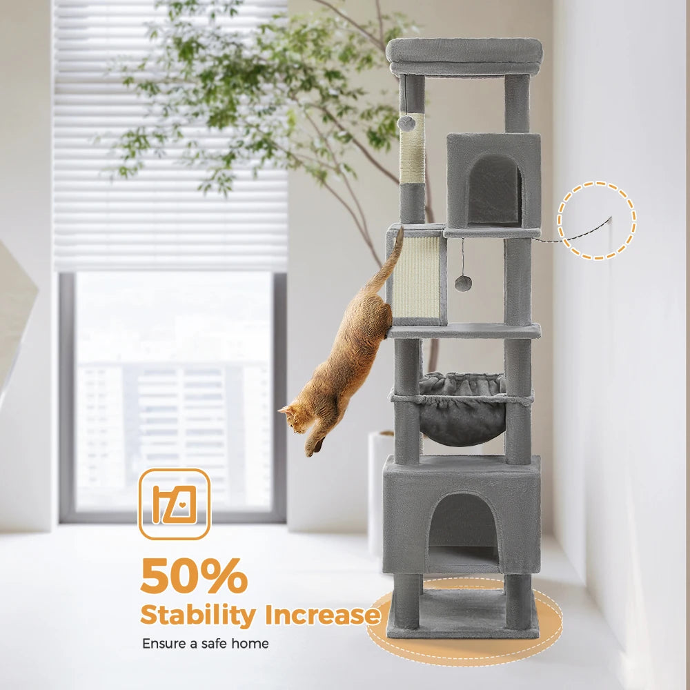 180cm Large Cat Tree Tower with Hammock – Best cat trees for kittens