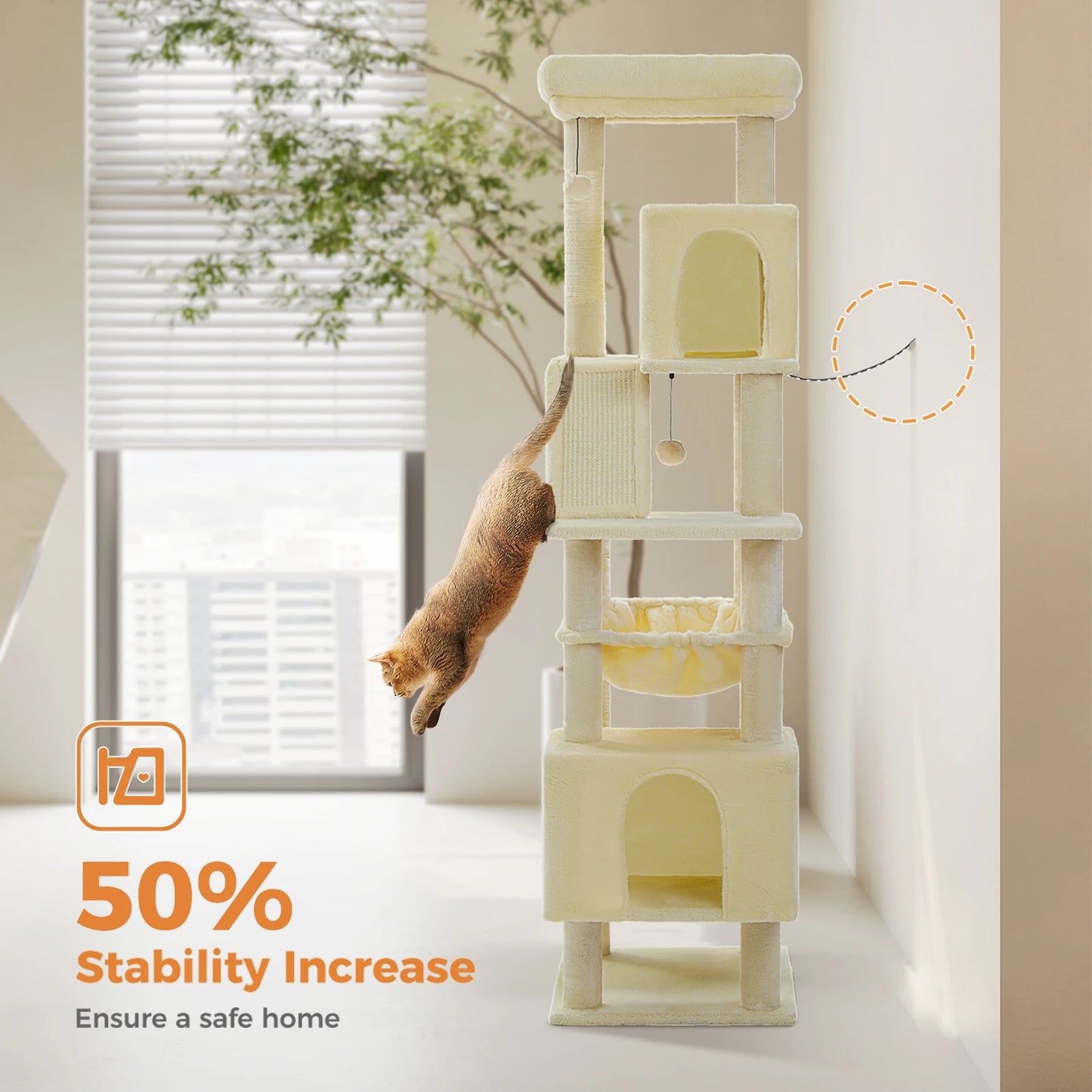 180cm Large Cat Tree Tower with Hammock – Best cat trees for kittens