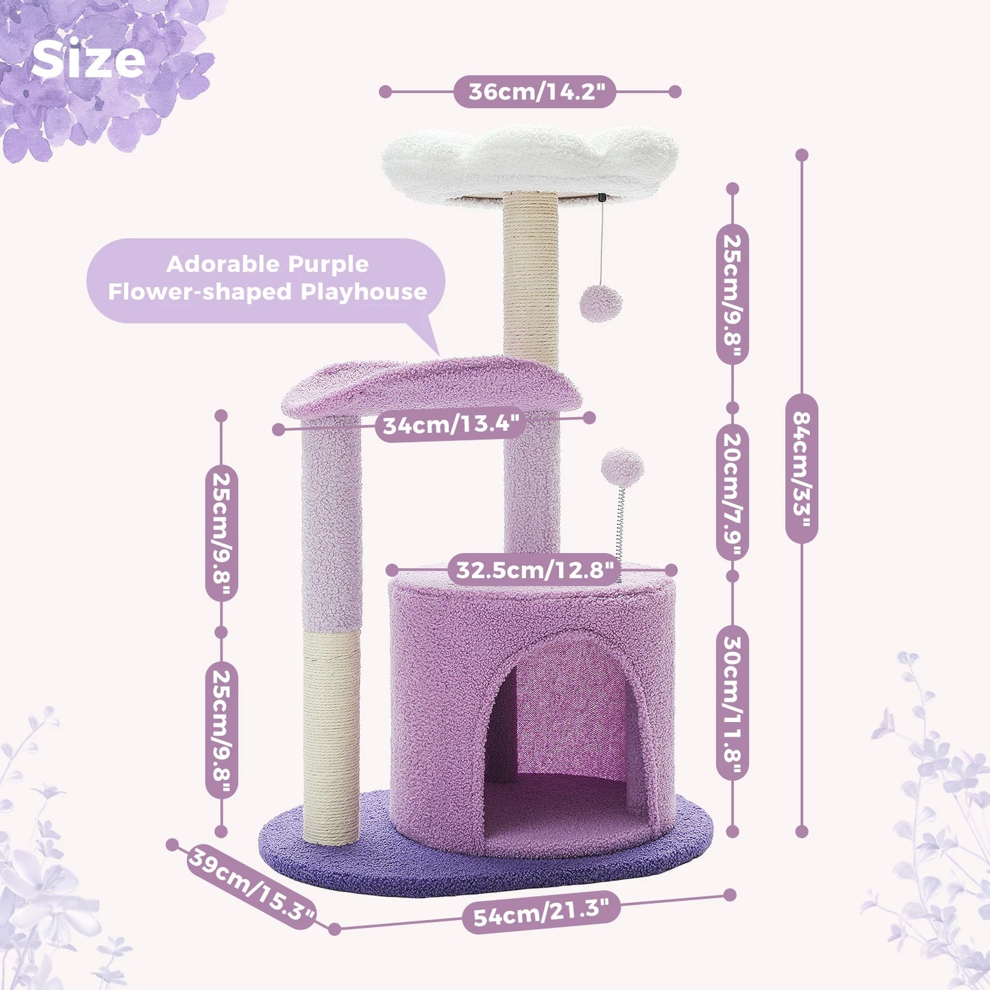 Hammock Cat Tower Tent Bed | Large Cat Tree with Hammock & Tent