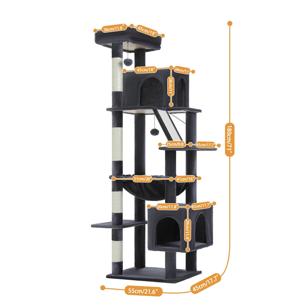 180cm Large Cat Tree Tower with Hammock – Best cat trees for kittens