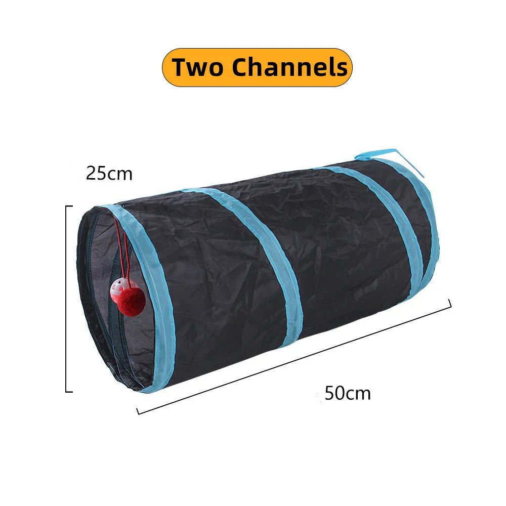 Foldable Cat Tunnel Toy – Indoor Pet Play Tube with Crinkle Paper