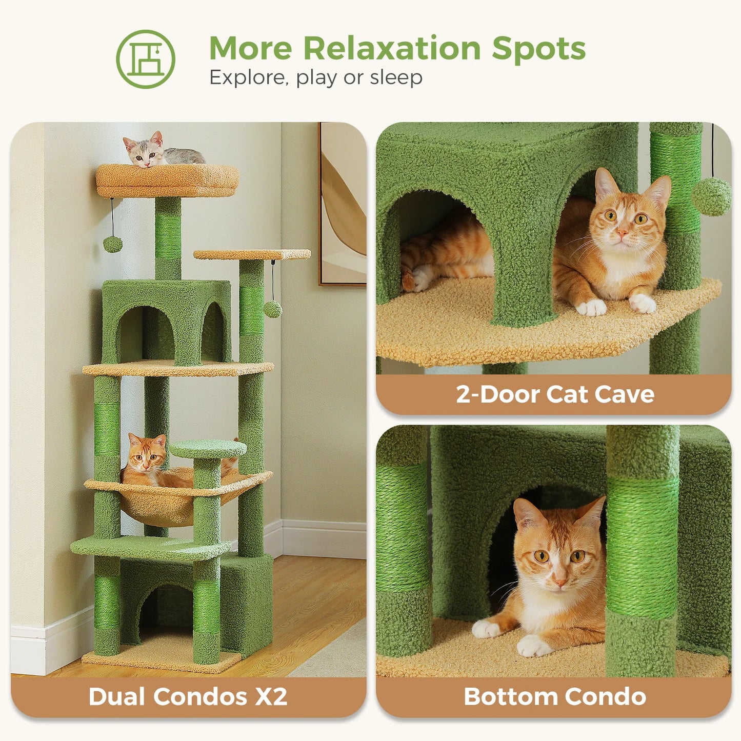 Cat Tree Tower with Hammock, Scratching Posts – Best for Kittens