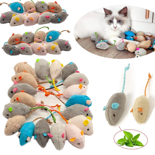 3/200pcs Rattle Cat Mouse Toys – Catnip-Filled Faux Fur Mice for Indoor Cats 🐭🐾 