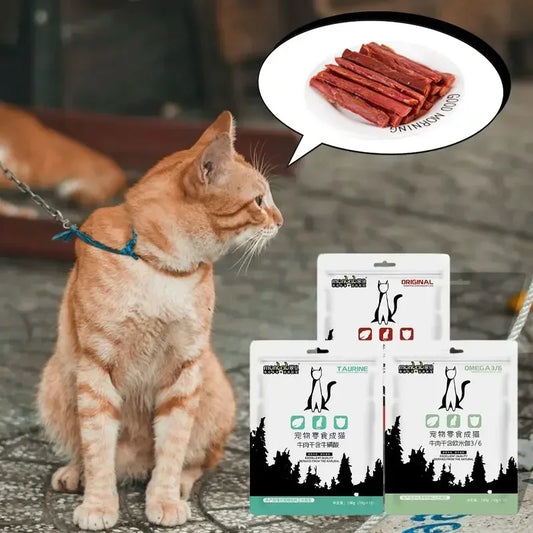 Beef Jerky Cat Snacks 100g –Taurine & Omega,Treats for Kittens & Cats