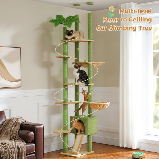 Cactus Cat Tree Tower with Hammock & Scratcher 