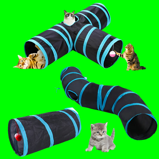 Foldable Cat Tunnel Toy – Indoor Pet Play Tube with Crinkle Paper