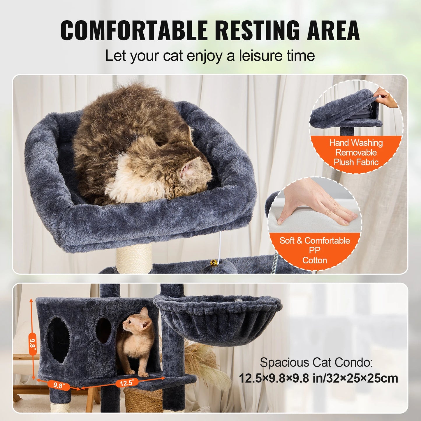 45.2" Cat Tree with Hammock & Scratching Posts