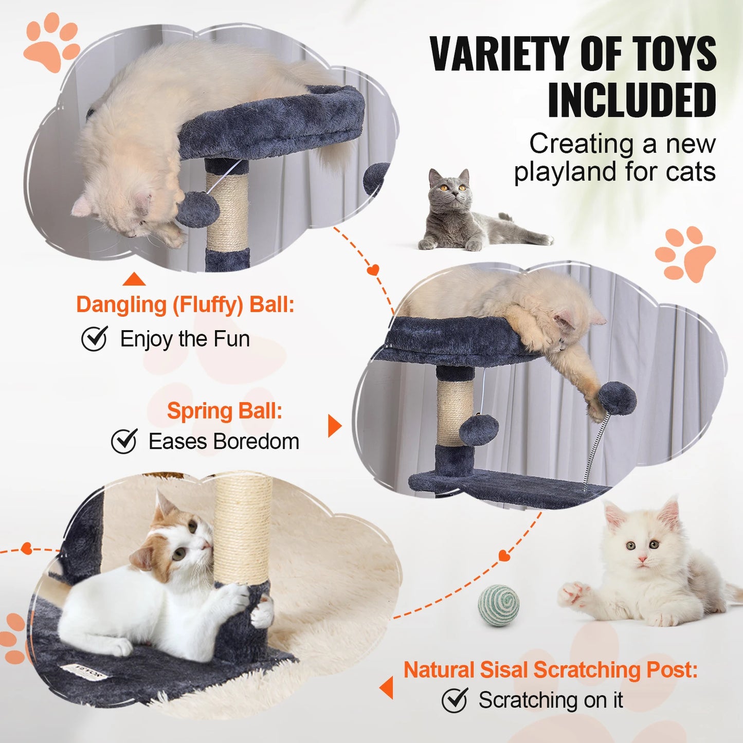 45.2" Cat Tree with Hammock & Scratching Posts
