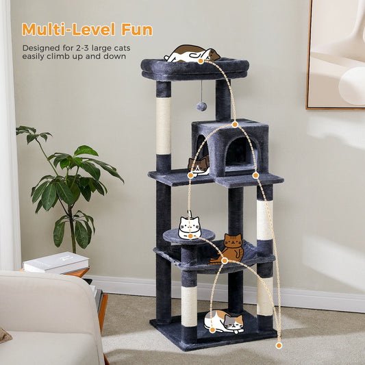 Cat Tree with Cat Scratcher Hammock & Large Sisal Posts